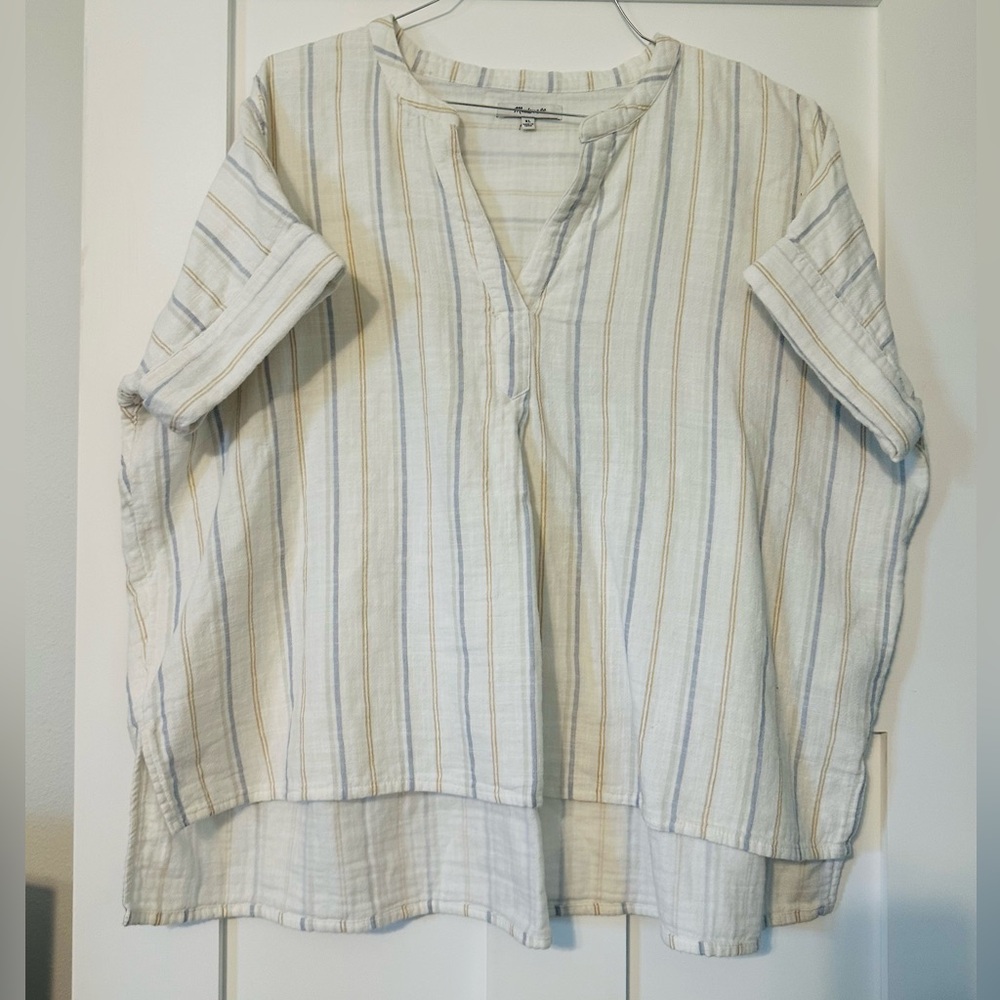 Madewell Lakeline Popover Shirt in Schulner Stripe - Size XL
